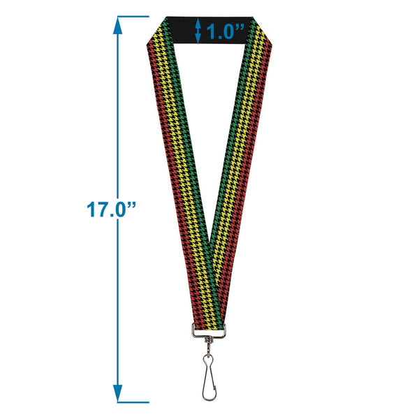 Buckle-Down Lanyard - 1.0" - Houndstooth Black Rasta