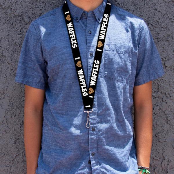 Buckle-Down Lanyard - 1.0" - I Heart Waffles Text