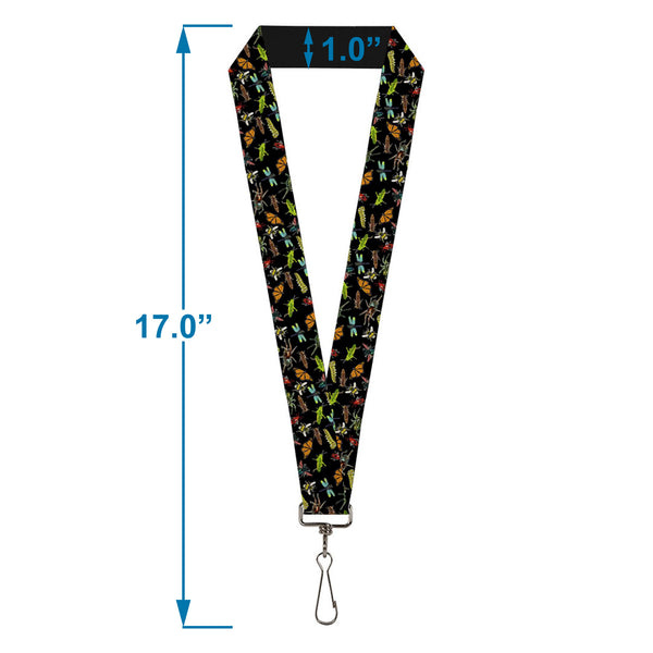 Buckle-Down Lanyard - 1.0" - Insects Scattered Black