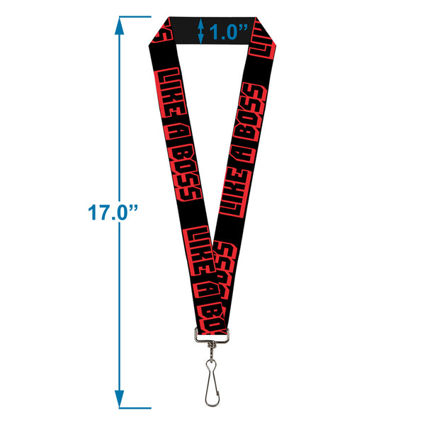Buckle-Down Lanyard - 1.0" - LIKE A BOSS Black Red