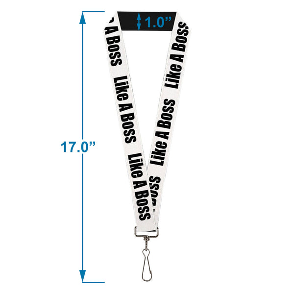 Buckle-Down Lanyard - 1.0" - LIKE A BOSS White Black