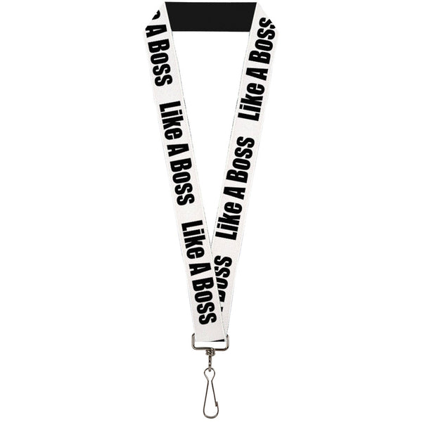 Buckle-Down Lanyard - 1.0" - LIKE A BOSS White Black
