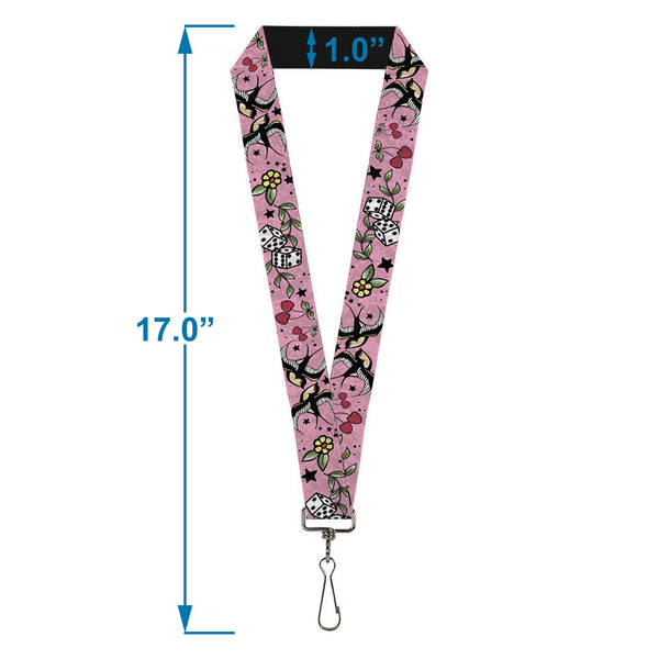 Buckle-Down Lanyard - 1.0" - Lucky CLOSE-UP Pink