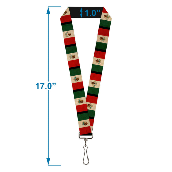 Buckle-Down Lanyard - 1.0" - Mexico Flag Distressed