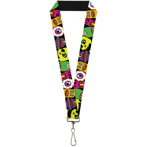 Buckle-Down Lanyard - 1.0" - Monsters CLOSE-UP Black