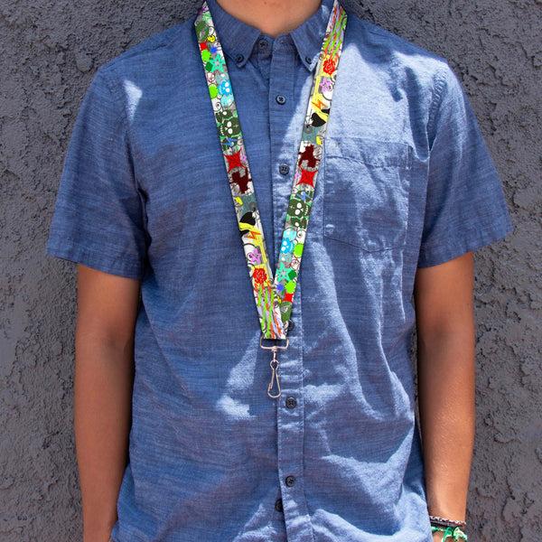 Buckle-Down Lanyard - 1.0" - Music Skulls Multi Color