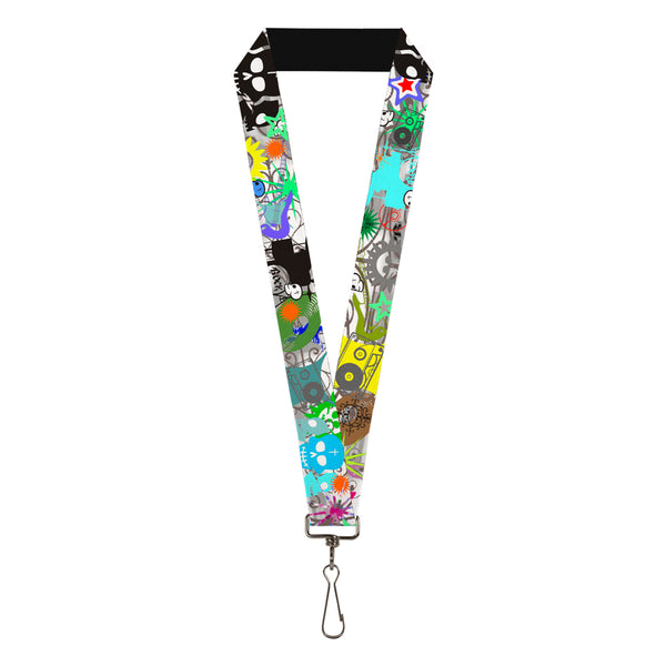 Buckle-Down Lanyard - 1.0" - Music Skulls Multi Color