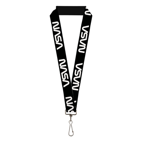 Buckle-Down Lanyard - 1.0" - NASA Text Black White