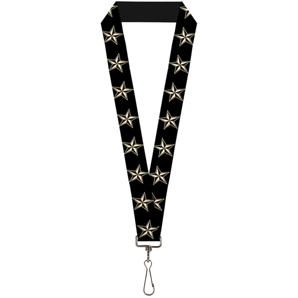 Buckle-Down Lanyard - 1.0" - Nautical Star Black White