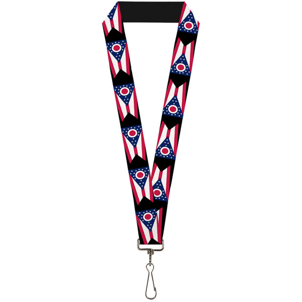 Buckle-Down Lanyard - 1.0" - Ohio Flag Repeat Black