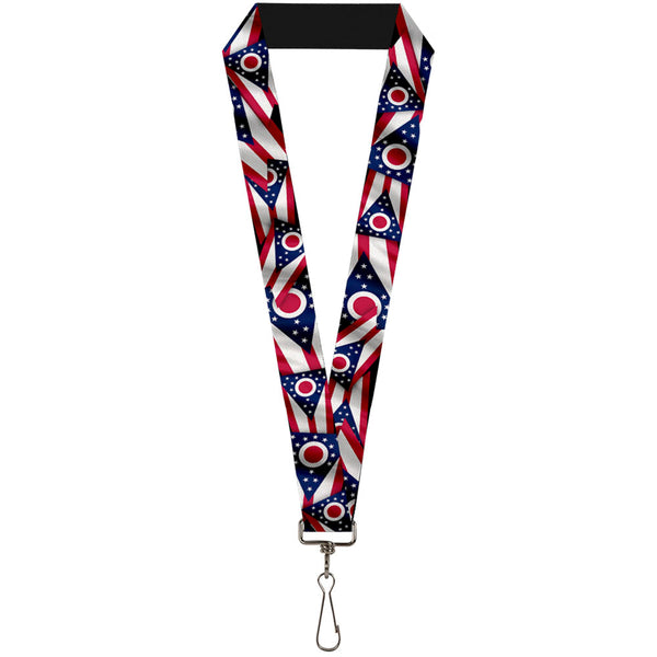 Buckle-Down Lanyard - 1.0" - Ohio Flags Stacked
