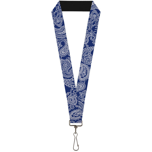 Buckle-Down Lanyard - 1.0" - Paisley Blue White