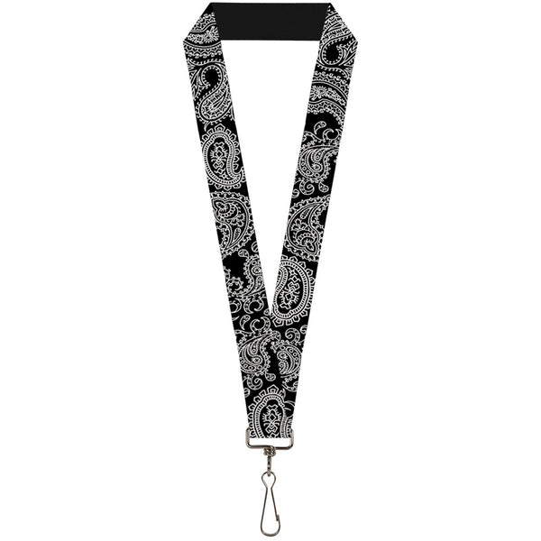 Buckle-Down Lanyard - 1.0" - Paisley2 Black White
