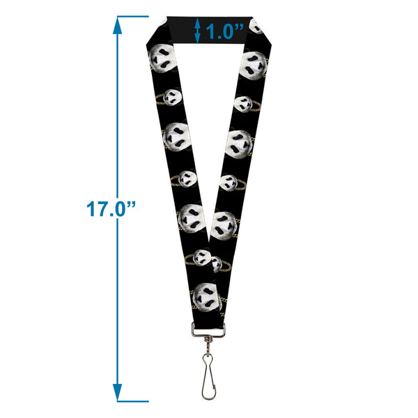 Buckle-Down Lanyard - 1.0" - Panda W Gold Chain Black