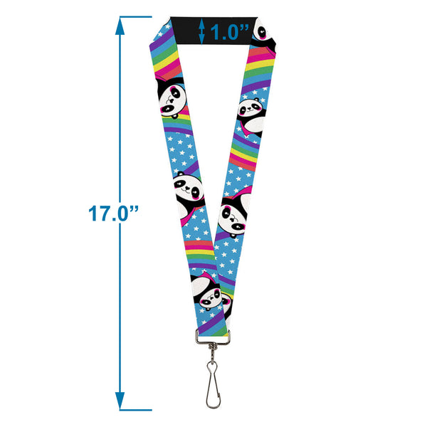 Buckle-Down Lanyard - 1.0" - Pandas & Rainbows W Stars