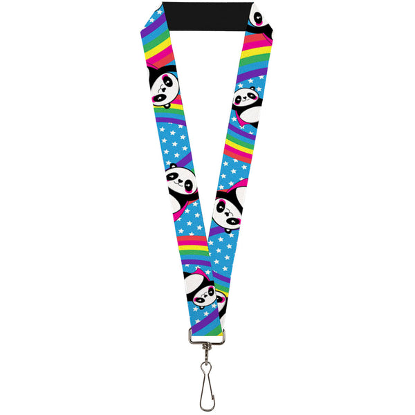 Buckle-Down Lanyard - 1.0" - Pandas & Rainbows w Stars