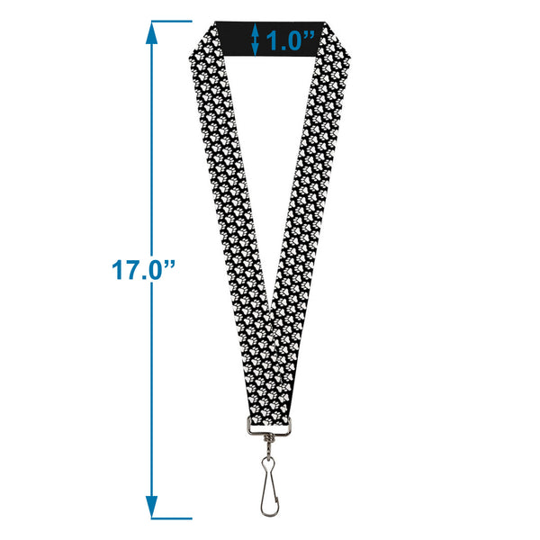 Buckle-Down Lanyard - 1.0" - Paw Print Black White