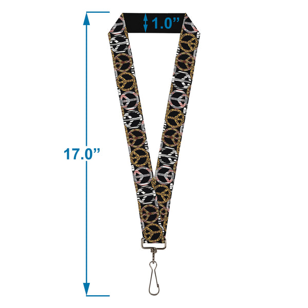 Buckle-Down Lanyard - 1.0" - Peace Black Animal Prints