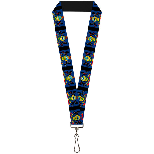 Buckle-Down Lanyard - 1.0" - Pennsylvania Flags Black