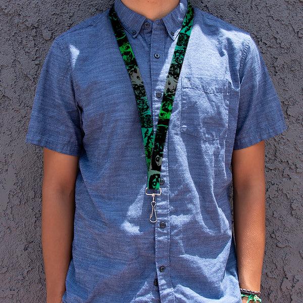 Buckle-Down Lanyard - 1.0" - Retro Monster Aqua Black