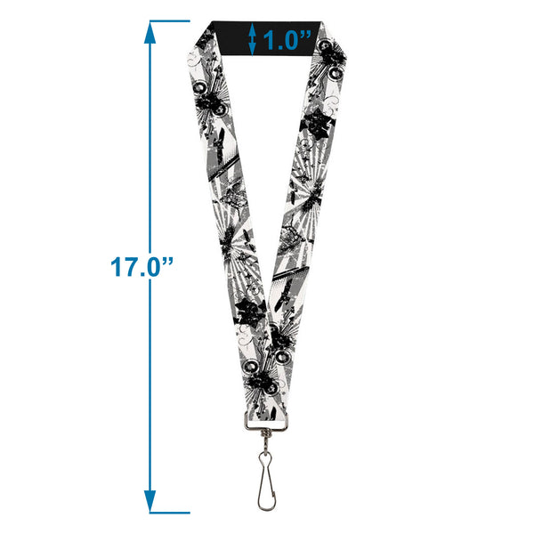 Buckle-Down Lanyard - 1.0" - Rising Sun White Gray