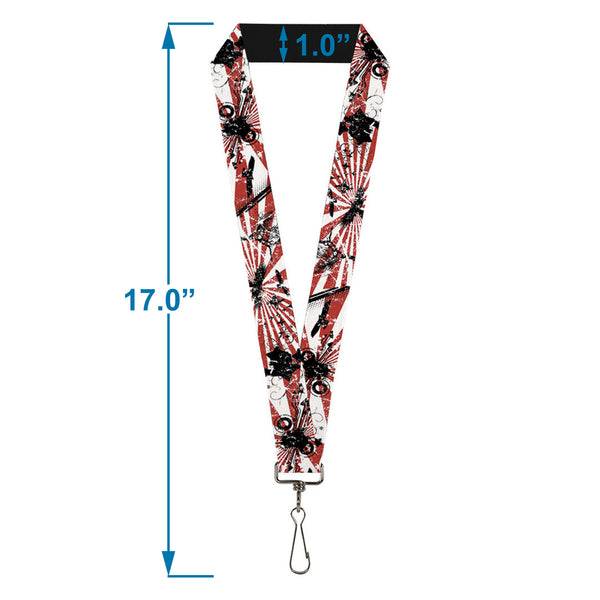 Buckle-Down Lanyard - 1.0" - Rising Sun White Red