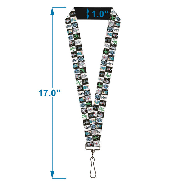 Buckle-Down Lanyard - 1.0" - Robot Checkers Black White