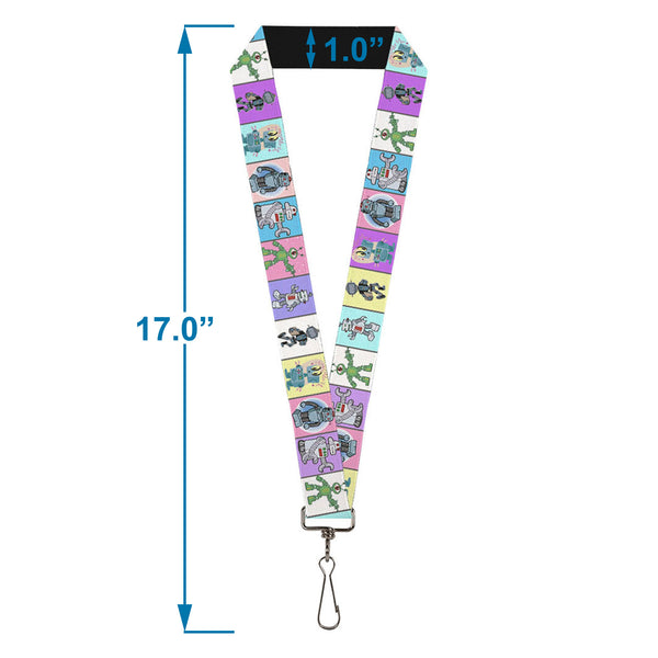 Buckle-Down Lanyard - 1.0" - Robots Pastel Blocks
