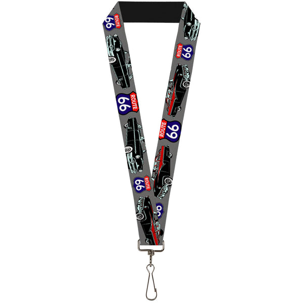 Buckle-Down Lanyard - 1.0" - Route 66 Classics Gray