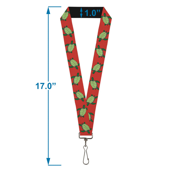 Buckle-Down Lanyard - 1.0" - Sea Turtles Red Green