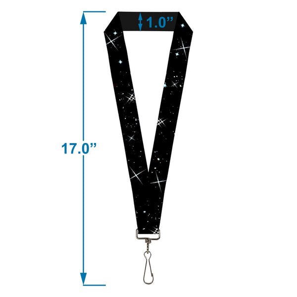 Buckle-Down Lanyard - 1.0" - Shining Stars Black White