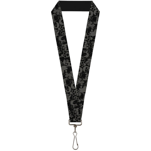 Buckle-Down Lanyard - 1.0" - Skull Pile Black Gray