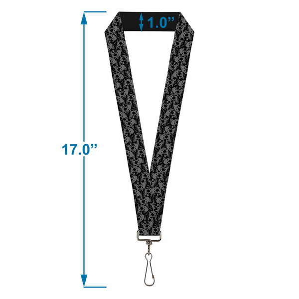 Buckle-Down Lanyard - 1.0" - Skull Yard Black Gray
