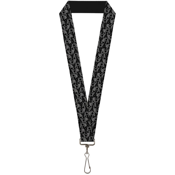 Buckle-Down Lanyard - 1.0" - Skull Yard Black Gray