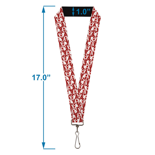 Buckle-Down Lanyard - 1.0" - Skull Yard Red White