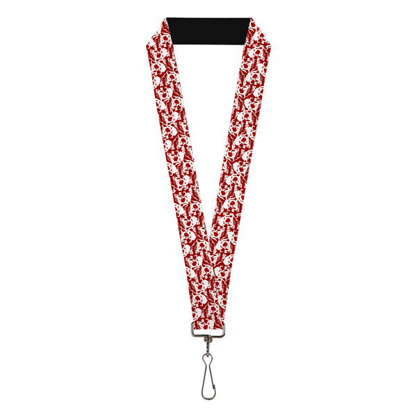Buckle-Down Lanyard - 1.0" - Skull Yard Red White