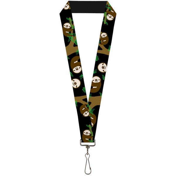 Buckle-Down Lanyard - 1.0" - Sloth Face Hanging Black