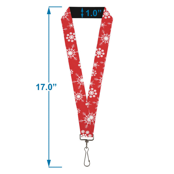 Buckle-Down Lanyard - 1.0" - Snowflakes Red White