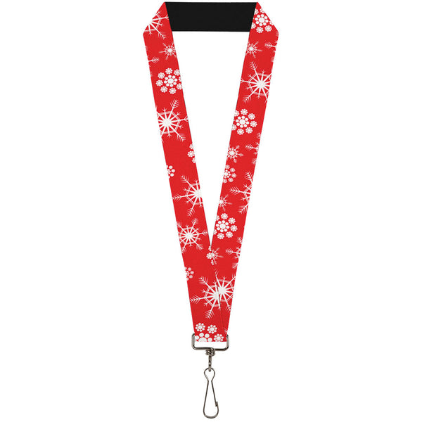 Buckle-Down Lanyard - 1.0" - Snowflakes Red White