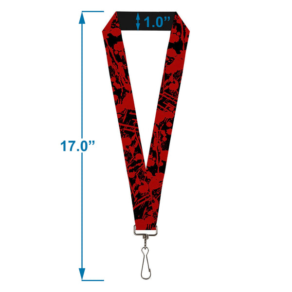 Buckle-Down Lanyard - 1.0" - Splatter Black Red