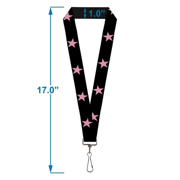 Buckle-Down Lanyard - 1.0" - Star Black Pink