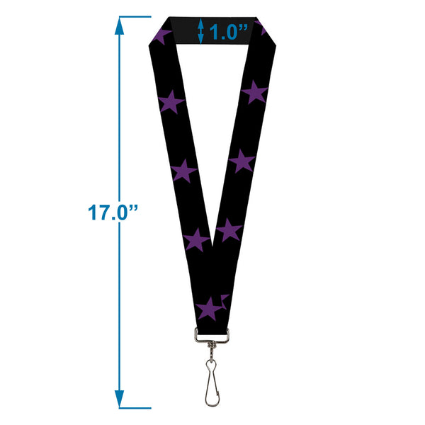 Buckle-Down Lanyard - 1.0" - Star Black Purple