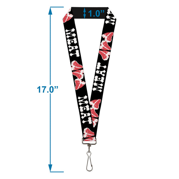 Buckle-Down Lanyard - 1.0" - Steaks W MEAT Text