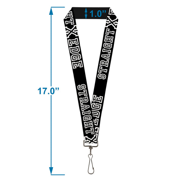 Buckle-Down Lanyard - 1.0" - STRAIGHT EDGE Black White