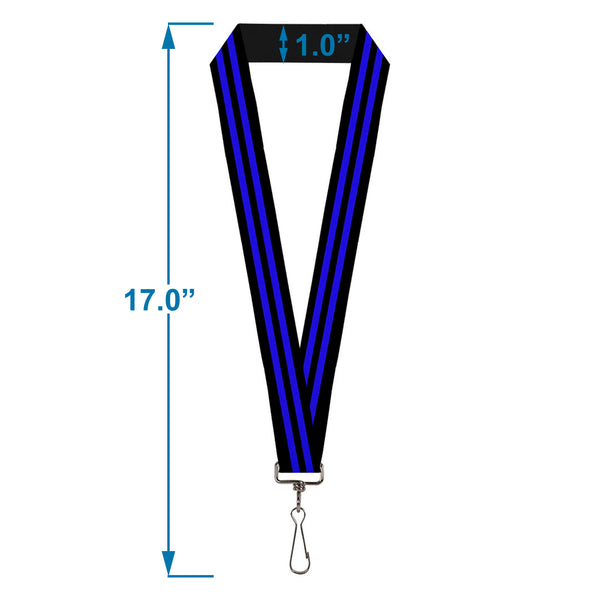Buckle-Down Lanyard - 1.0" - Stripe Black Blue