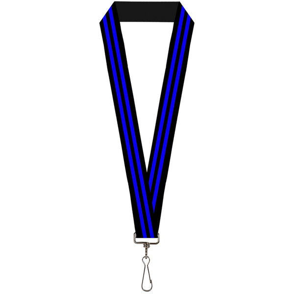Buckle-Down Lanyard - 1.0" - Stripe Black Blue