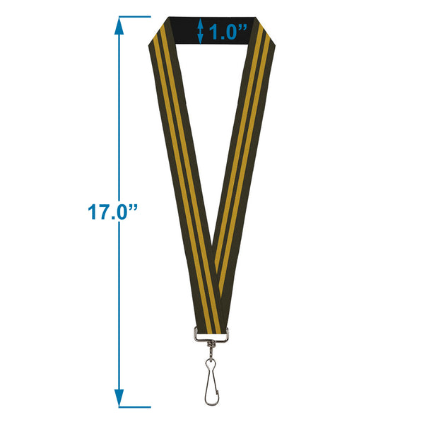 Buckle-Down Lanyard - 1.0" - Stripe Black Gold