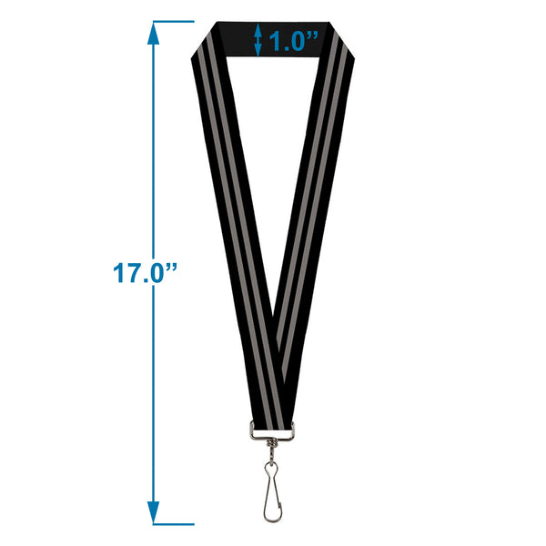 Buckle-Down Lanyard - 1.0" - Stripe Black Gray