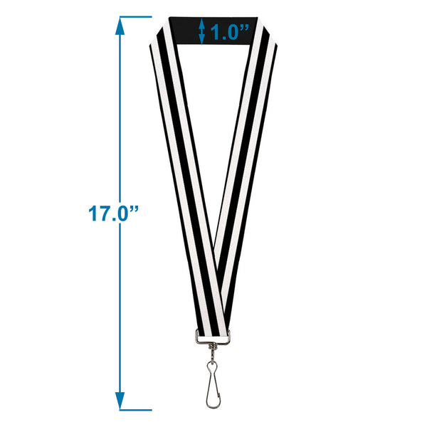 Buckle-Down Lanyard - 1.0" - Stripes 3Black 2White