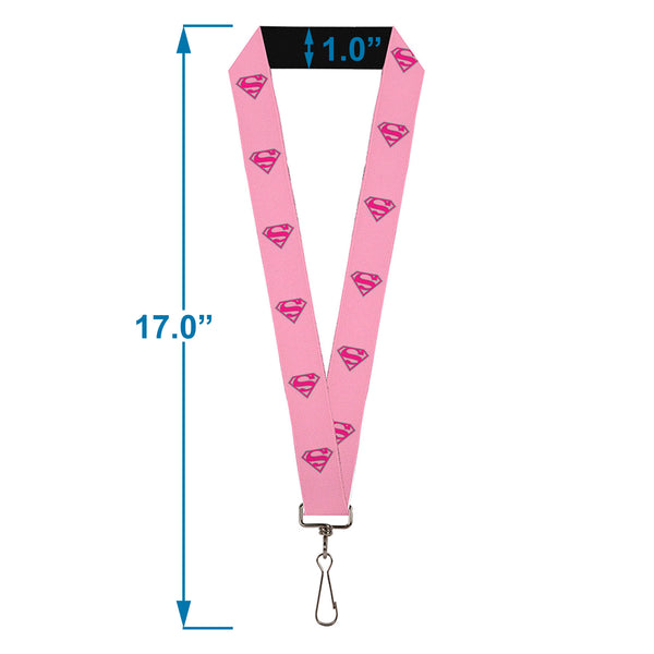 Buckle-Down Lanyard - 1.0" - Superman Shield Pink